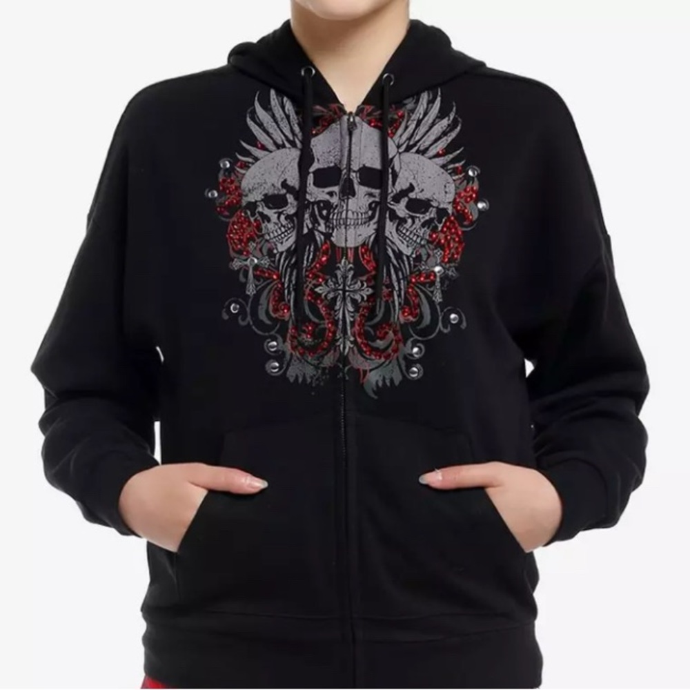 Social Collision Triple Skull Rhinestone & Stud
